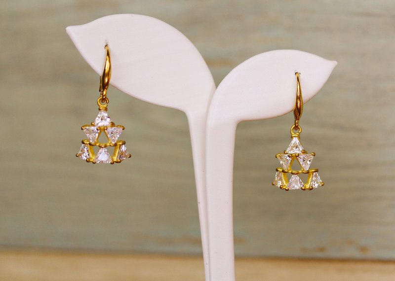 BrassTrianglel  Gemstone Drop Earrings - Earrings & Clip-ons - Gemstone Blue