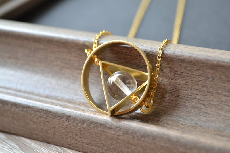 Celestial Globe with 10mm Rock Crystal necklace - สร้อยคอ - โลหะ ขาว