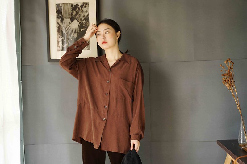 Treasure Hunt Vintage-Deep Roasted Coffee Sanding Neutral Fir - Women's Shirts - Polyester Brown