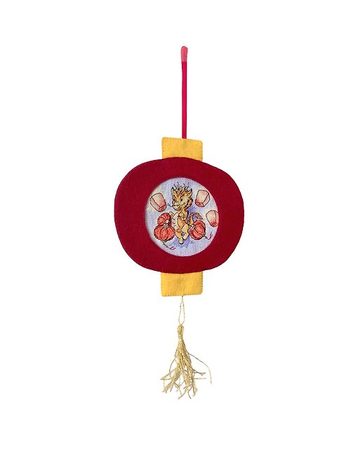 maplesquirrelstitch dragon cross-stitch red lantern style decoration new year 2024 decor