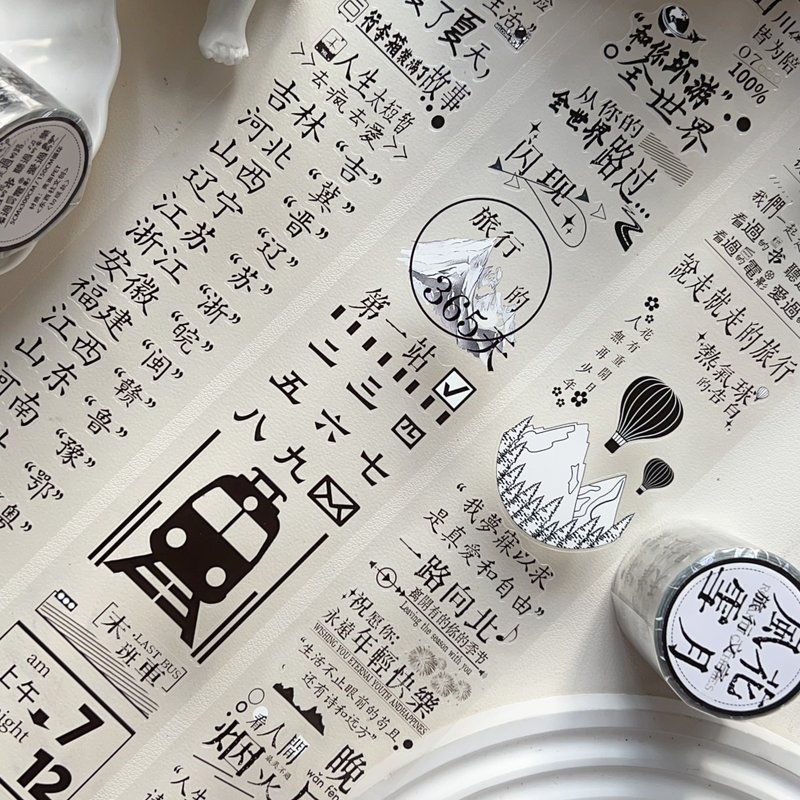 東西社文創 旅行文字 PET切模手帳膠帶 創意原創字素百搭地區文字 - 紙膠帶/和紙/PET - 其他材質 