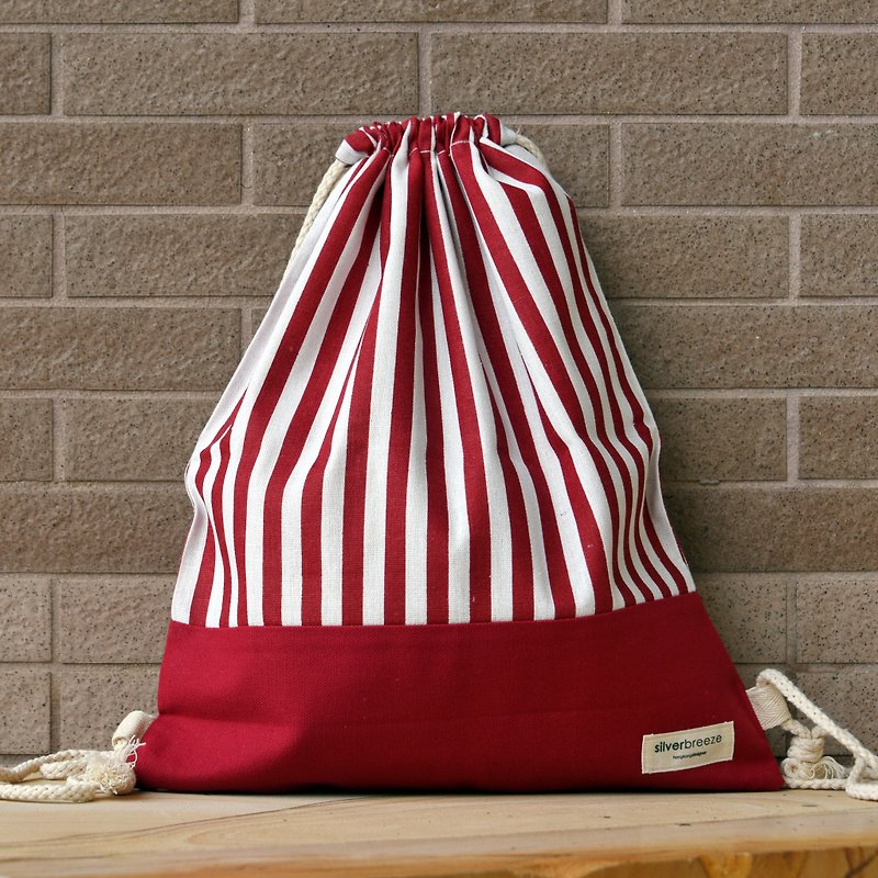 Silverbreeze~束口後背包~ (B155)  (現貨供應中) - 水桶袋/索繩袋 - 棉．麻 紅色