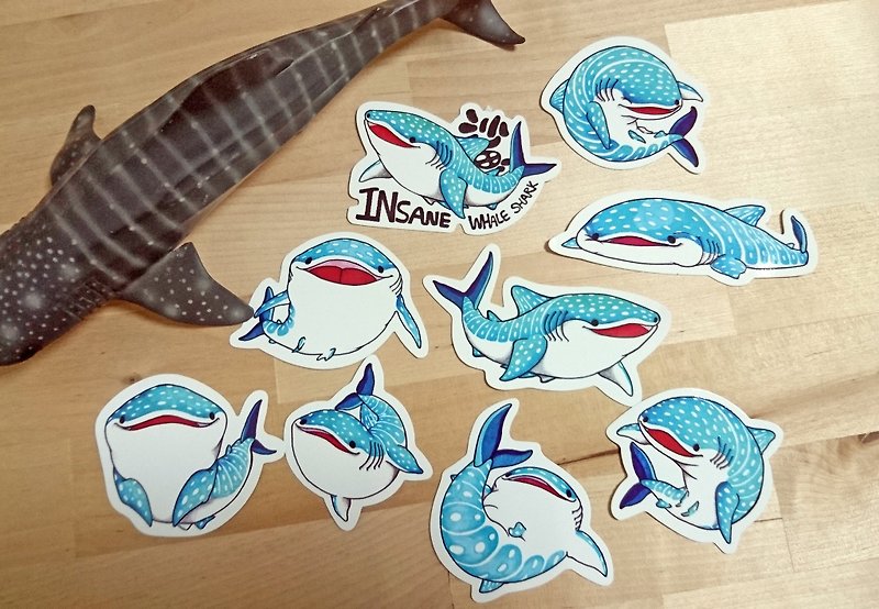 Tofu shark (whale shark) little spot whale shark sticker set 9 into (sticker/whale shark/shark) - Stickers - Waterproof Material 
