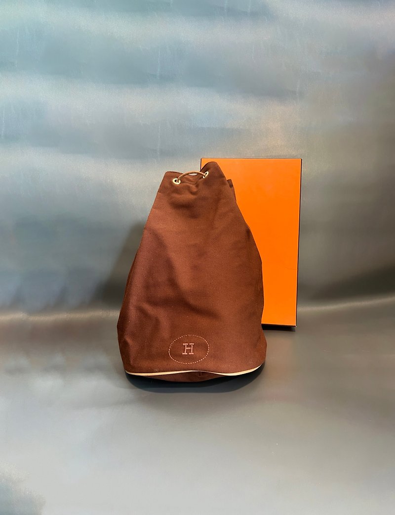 Hermes Porochon Mimil Backpack backpack side shoulder bag Japanese second-hand vintage - กระเป๋าเป้สะพายหลัง - วัสดุอื่นๆ สีนำ้ตาล