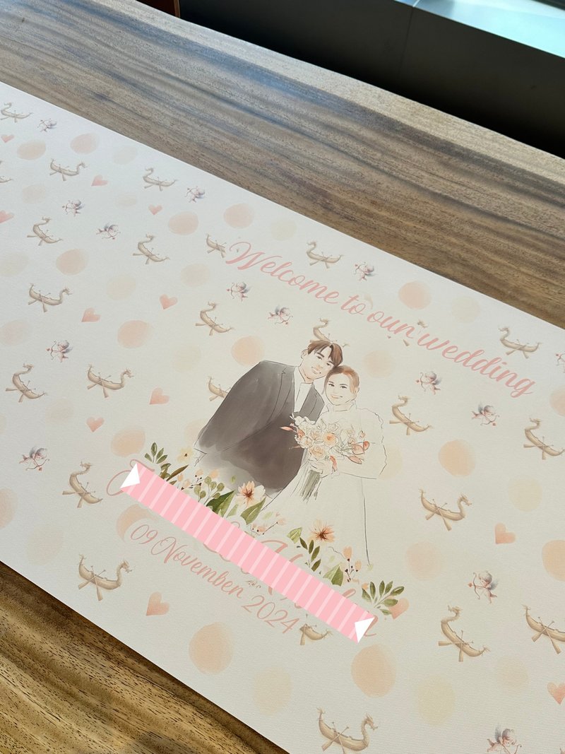 客製化自訂主題婚禮簽名簽到布 油畫布訂製 - 喜帖 - 其他人造纖維 白色