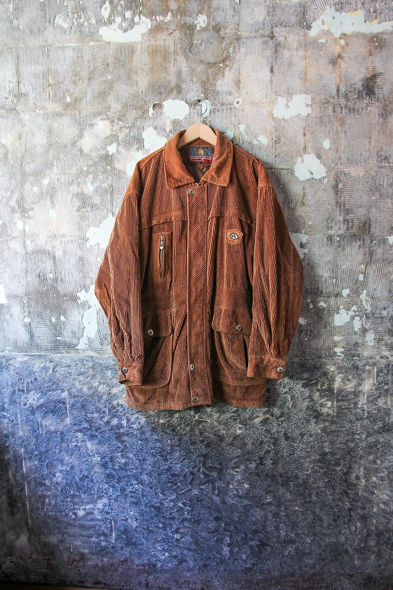 袅袅 department store -Vintage brown corduroy lapel jacket jacket retro - Women's Casual & Functional Jackets - Other Materials 