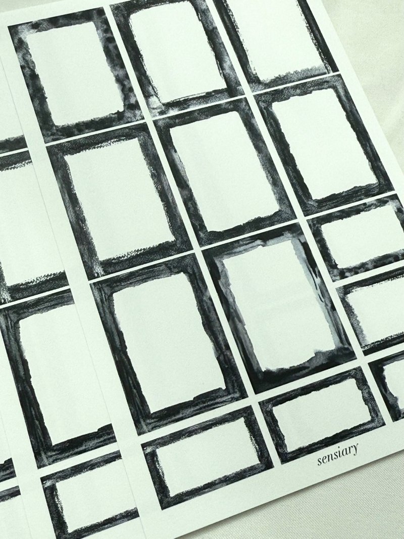 sensiary Watercolor black gray label paper 10sheets - 卡片/明信片 - 紙 