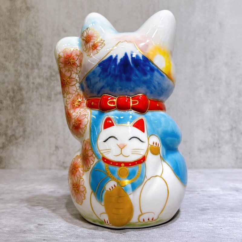 【富嶽靈貓】日本清水燒招財貓 | 仫繪 富士櫻貓大神 - 擺飾/家飾品 - 瓷 多色