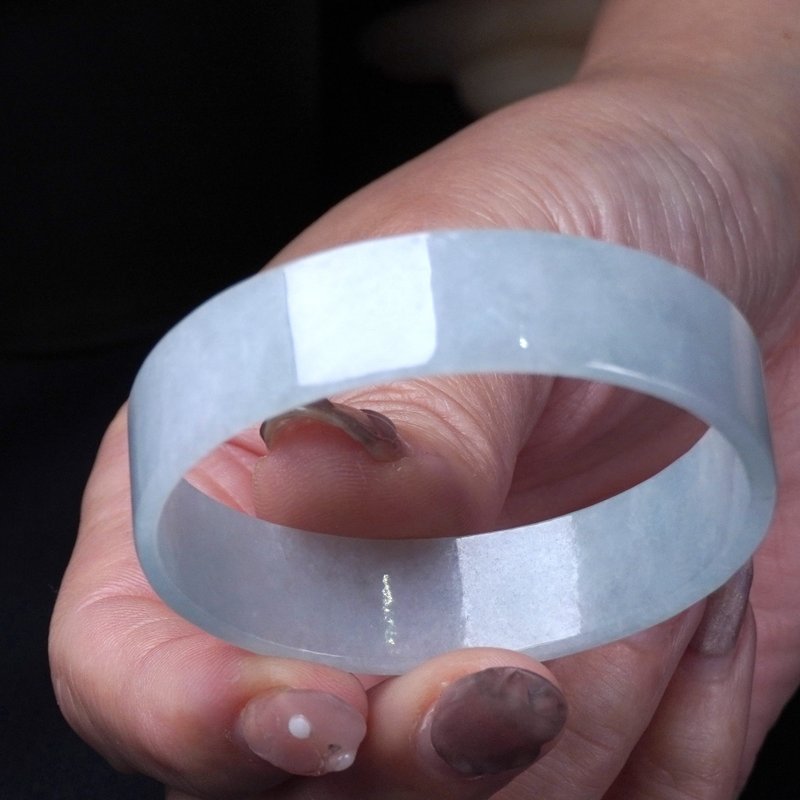Ice Jadeite Square Bangle Bracelet | Size 17 | Natural Burmese Jadeite Grade A | Gift Idea - สร้อยข้อมือ - หยก ขาว