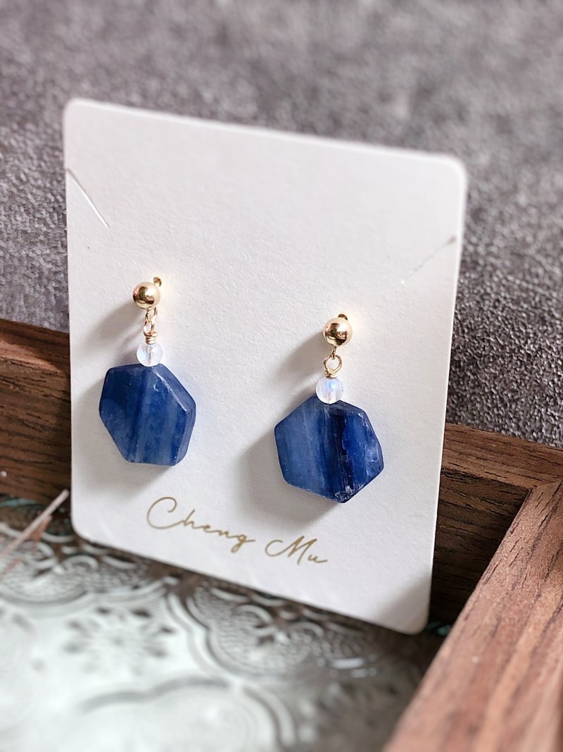 藍晶石 原礦造型天然石14kgf耳針 - 耳環/耳夾/耳骨夾 - 水晶 