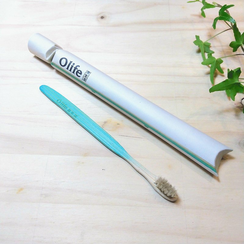 Olife Natural Handmade Bamboo Toothbrush [Moderate Soft White Horse Gradient Lake Green] - Other - Bamboo Green