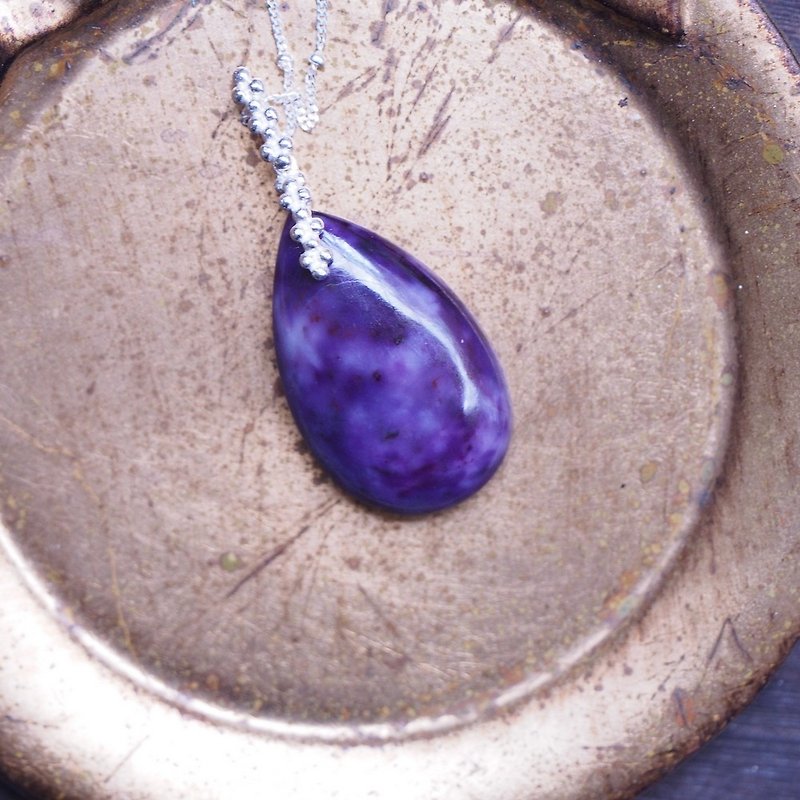 Natural Sugilite Sterling Sliver Handmade Pendant Necklace with Chain included - สร้อยคอ - เครื่องประดับพลอย สีม่วง
