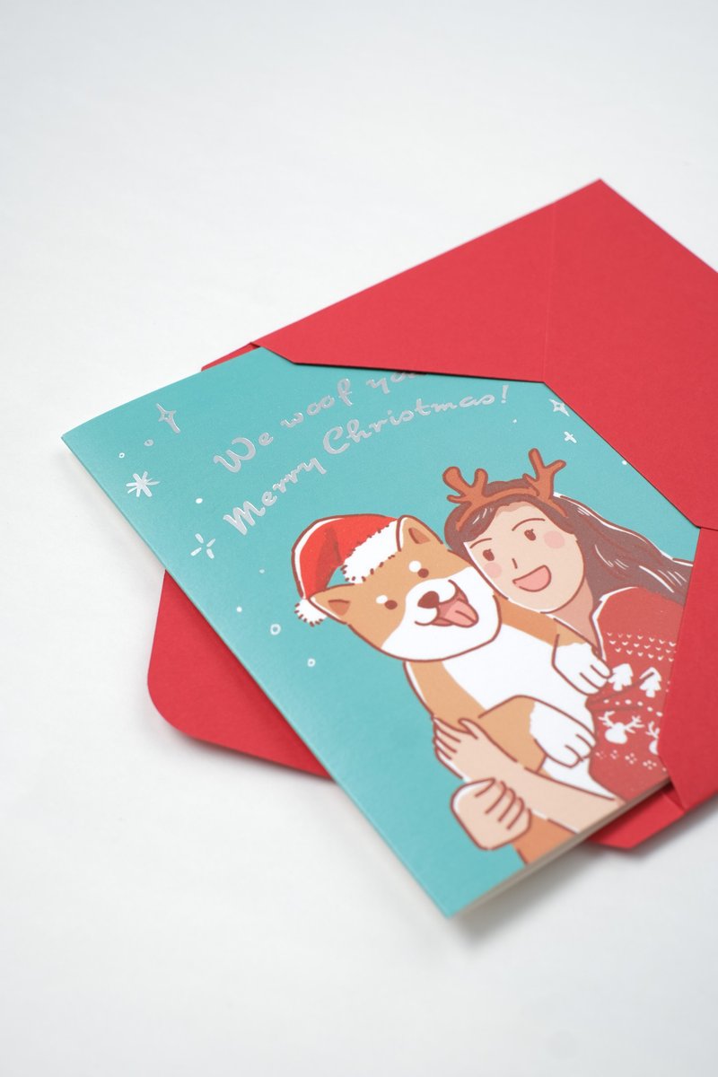 【5 Christmas Card Designs】Woof You A Merry Christmas Card - การ์ด/โปสการ์ด - กระดาษ หลากหลายสี