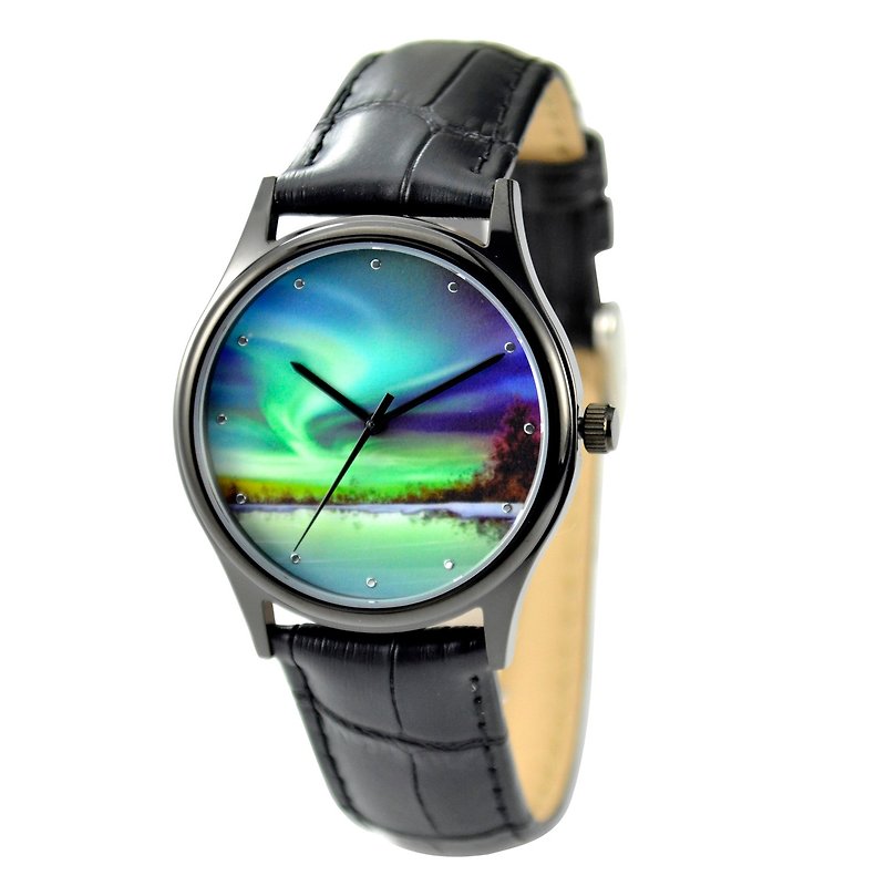 Aurora Watch Black Case - Unisex - Free shipping worldwide - นาฬิกาผู้หญิง - โลหะ หลากหลายสี