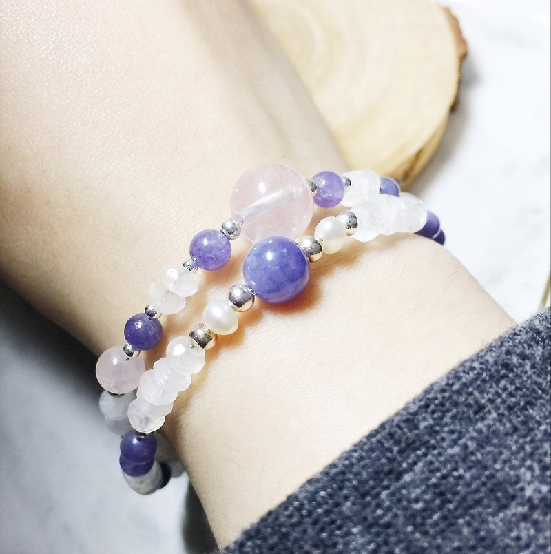::Winter combination:: MH sterling silver natural stone custom series _ Unicorn dream _ Danquan stone - Bracelets - Crystal Purple