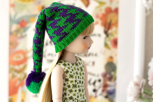 ShopFashionDolls Elf hat for 14 inch dolls Ruby Red Fashion Friends for St. Patrick's Day, 娃娃帽