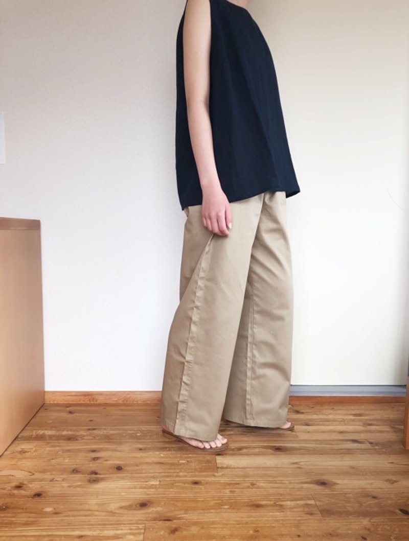 Pinkoi 代購 - 棉質直筒寬褲米色 - 女長褲 - 棉．麻 