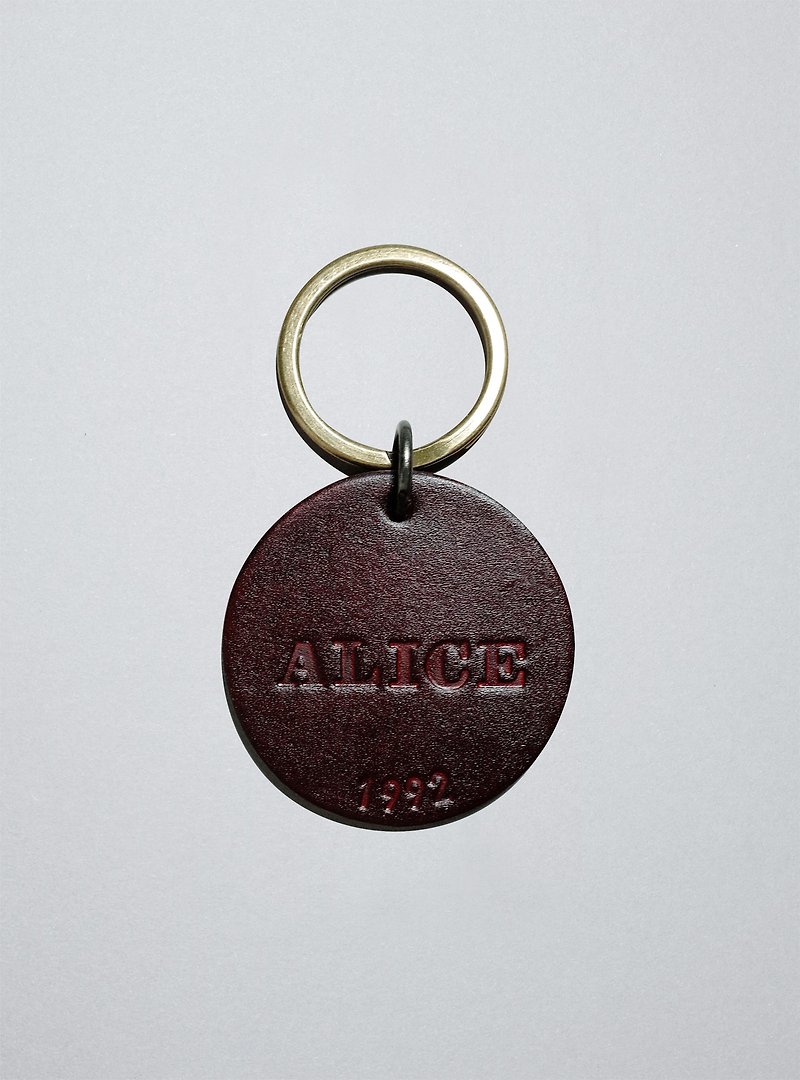 Leather Keychain , Keyring (10 colors / engraving service) - Keychains - Genuine Leather Brown