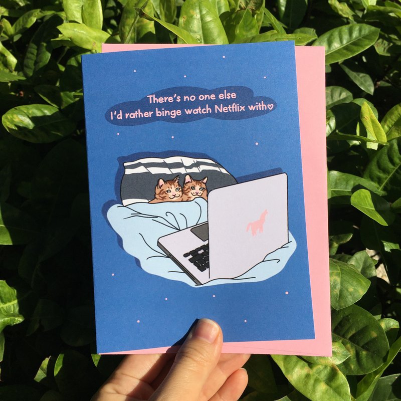 Greeting Card - There is not one else I'd rather Netflix with - 卡片/明信片 - 紙 