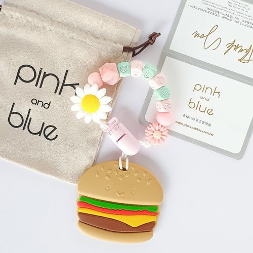 pink and blue OCLOCK 向日葵 雛菊 漢堡固齒器 / 客製化奶嘴鏈