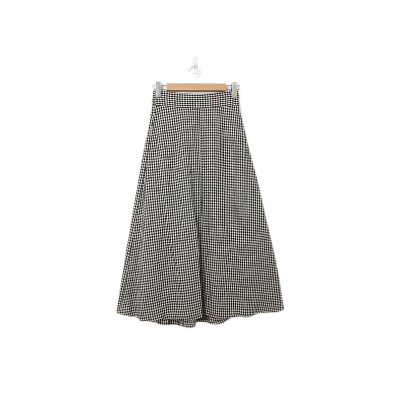 Back to Green-復古長裙 黑白格紋 寬鬆M-08//vintage skirt - 裙子/長裙 - 棉．麻 