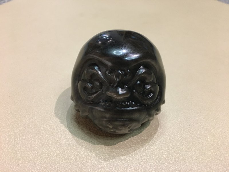 Sand Silver Obsidian Bodhidharma Ornaments - Helps remove and purify negative energy - ของวางตกแต่ง - เครื่องเพชรพลอย 