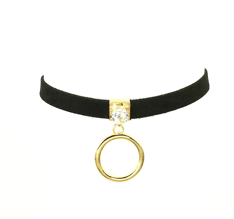 Golden circle rhinestone necklace - สร้อยคอ - วัสดุอื่นๆ สีทอง
