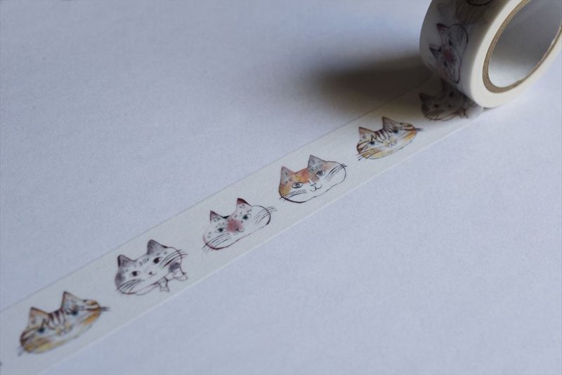 [Kurashiki Craftsmanship] Naoko Nakanishi Tabby Cat BonBon Paper Tape (99235-02) - Washi Tape - Paper 