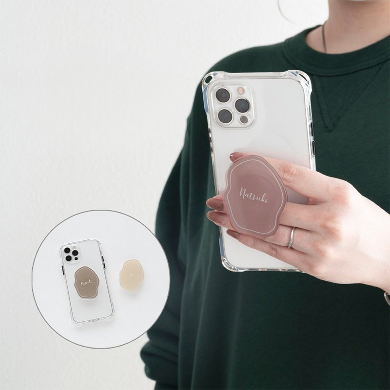 Clear Smartphone Grip [Dull Color Name Engraving] Smartphone Stand Grip Tok Text Engraving FQ02U - ที่ตั้งมือถือ - อะคริลิค สึชมพู