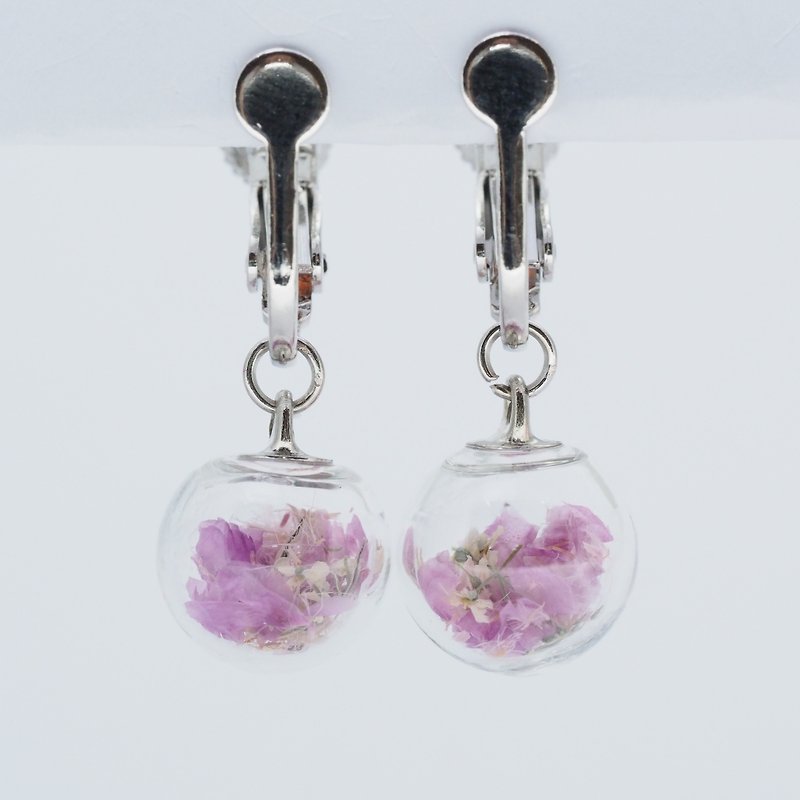 OMYWAY Handmade Dried Flower - Glass Globe - Earrings 1cm - Necklaces - Glass Pink