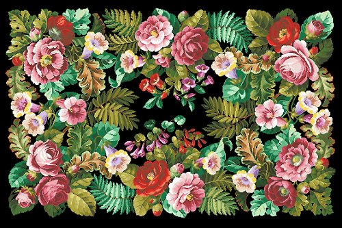 CreativeStudioElenka Vintage Cross Stitch Flower carpet - PDF Embroidery Scheme
