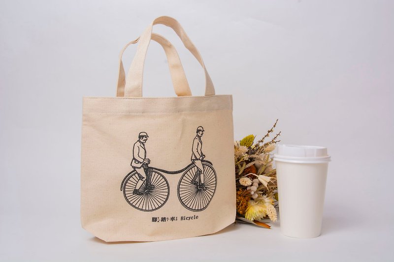 Small shopping bag / Beverage bag - 腳踏車 Bicycle - Handbags & Totes - Cotton & Hemp Khaki