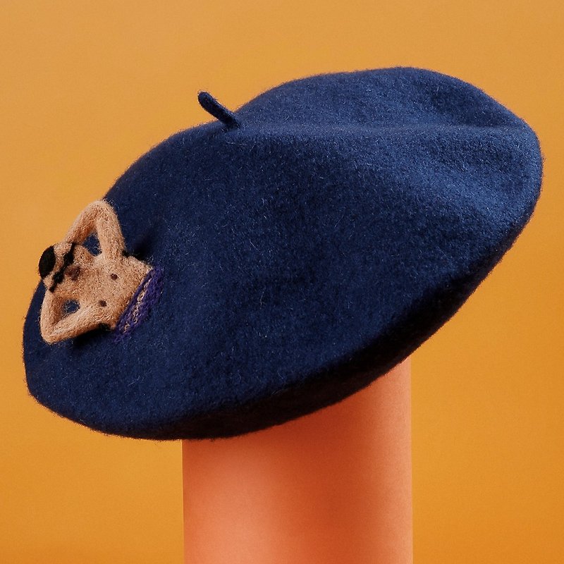 Ke Ren original handmade wool felt DIY beret painter hat lady hat buddy hat fun hat three-dimensional pattern - หมวก - ขนแกะ 