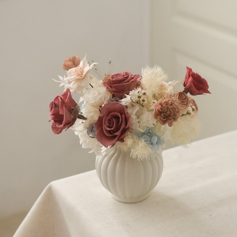 /曲線瓶盆花/開幕盆花 祝賀 情人節 擺設 儀式感 七夕 教師節 - 乾燥花/永生花 - 植物．花 粉紅色