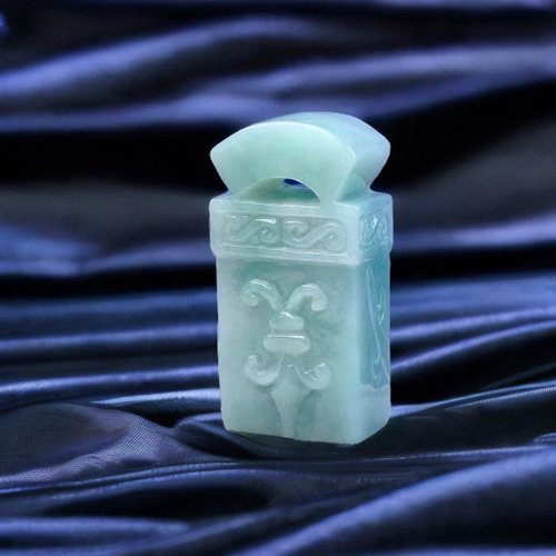 瓔珞翡翠 果綠翡翠印章 | 天然緬甸玉A貨翡翠 | 送禮