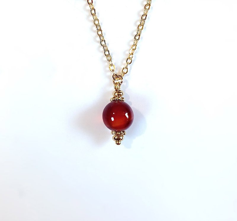 [system of gemstone] Red Chalcedony Handmade pendant for necklace - Necklaces - Gemstone Red