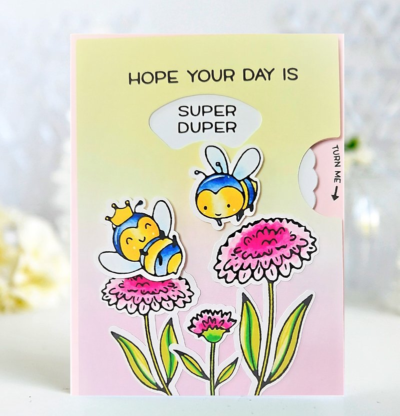 Happy bees interactive greeting card - การ์ด/โปสการ์ด - กระดาษ สึชมพู