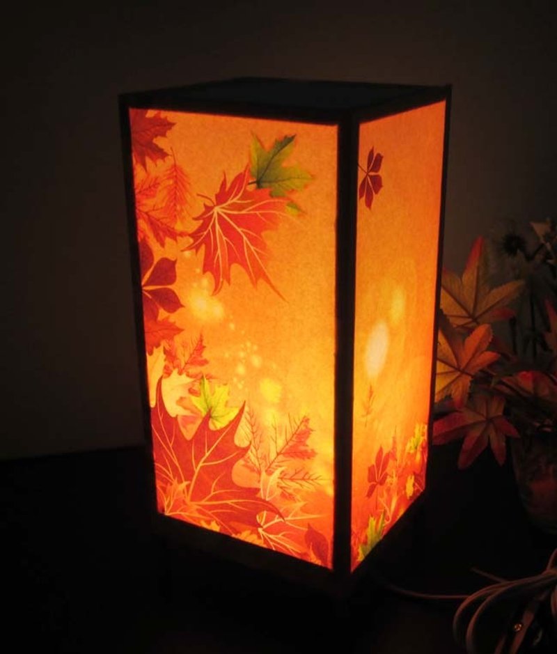 The evening sun maple leaf sorrow «Dream light» Peace and healing will be revived! ★ Decorative stand - โคมไฟ - กระดาษ สีส้ม
