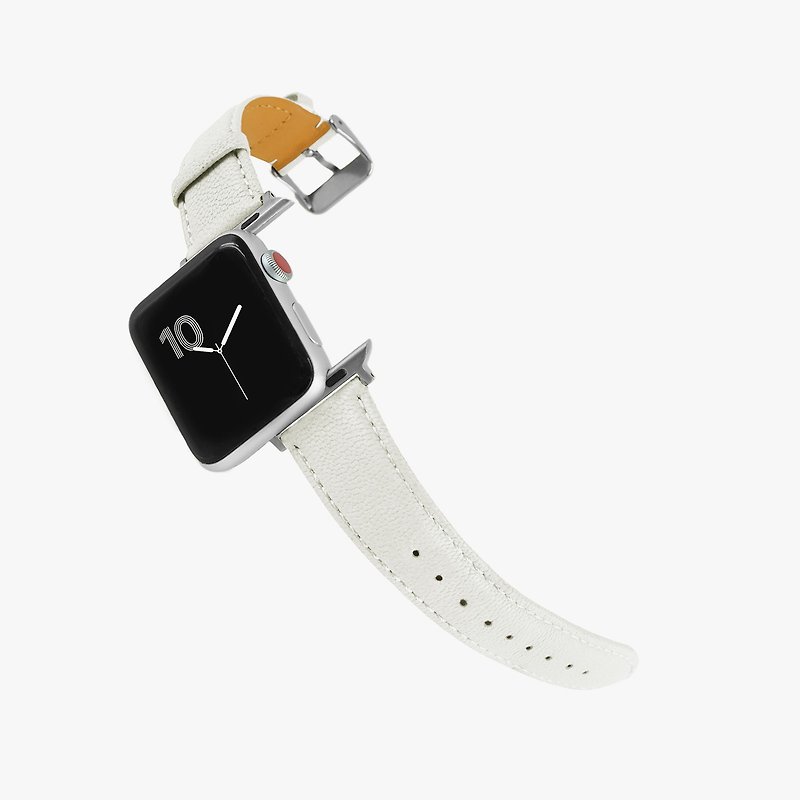 Italian Chèvre Leather Apple Watch Bands (for Series 1 2 3 4 5 6 SE) - Vanilla - สายนาฬิกา - หนังแท้ ขาว