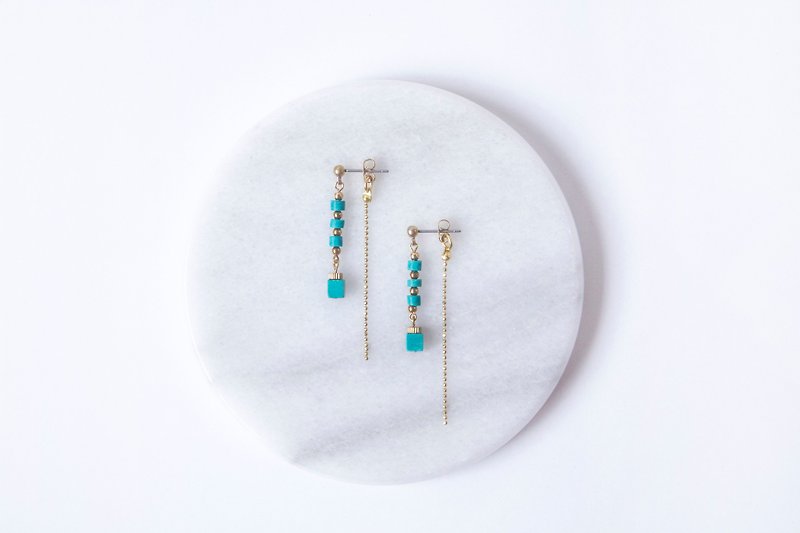 Find it / Midnight Gardener - Bronze turquoise earrings - ต่างหู - ทองแดงทองเหลือง สีเขียว