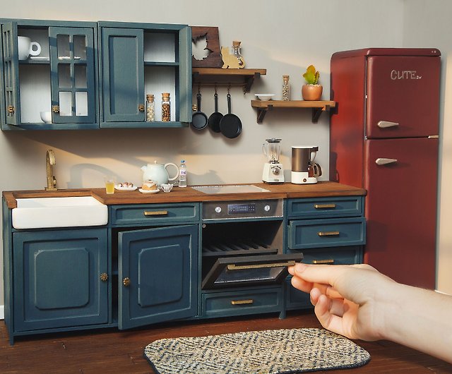 ミニチュアキッチン家具アクセサリーセットドールハウス1:12スケール冷蔵庫