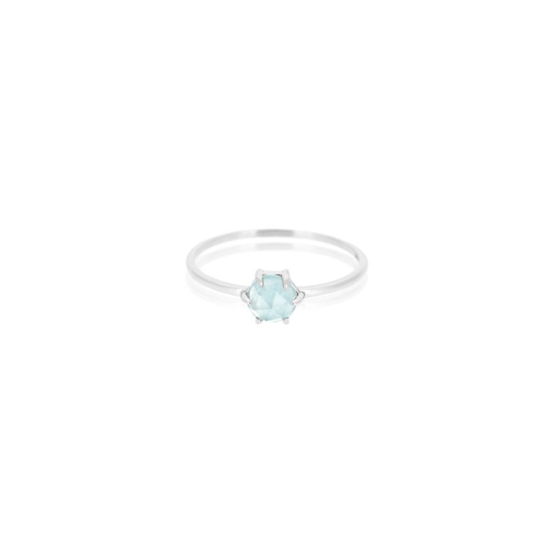 ROSE CUT AQUAMARINE RING ( SILVER/ ROSEGOLD/ 18KGOLD ) - แหวนทั่วไป - เงินแท้ สีน้ำเงิน