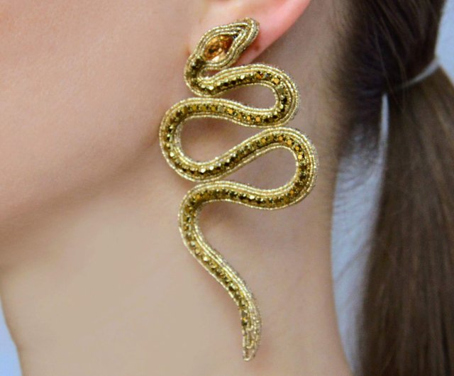 Gold snake clearance earring