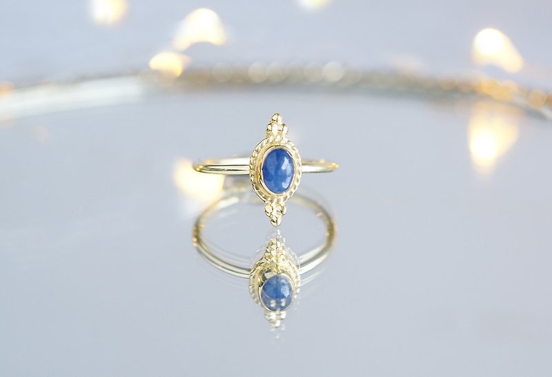 [Gold Vermeil / Gemstone] Open Ring -Blue Sapphire-, Phalange Ring, Midi Ring - แหวนทั่วไป - เครื่องเพชรพลอย สีน้ำเงิน