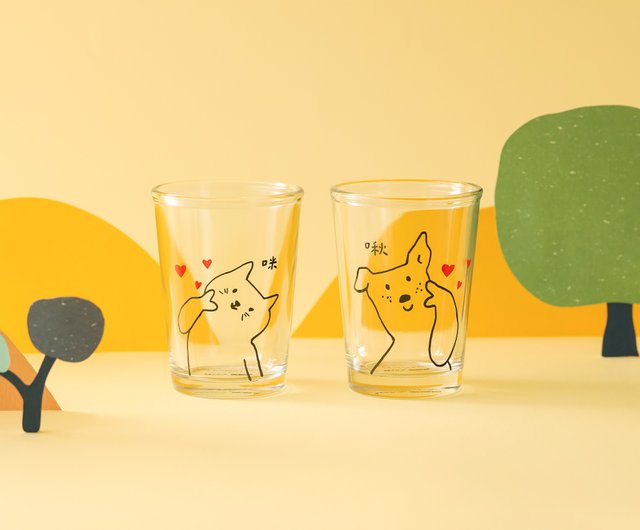リー・ジンルン共同慈善プロジェクト】犬猫愛好家グラスセット - ショップ Mao's studio グラス・コップ - Pinkoi