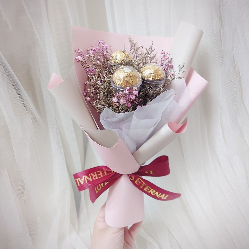 Three Jinsha Bouquet-Group B/Eternal Flower/Dry Bouquet/Valentine's Day Bouquet/Birthday Gift/Gift - ช่อดอกไม้แห้ง - พืช/ดอกไม้ สึชมพู