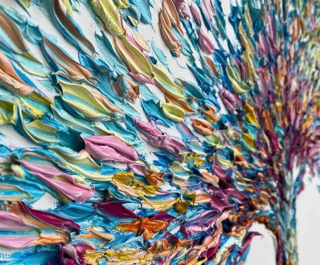 大きな木の抽象画 抽象油絵 木のアートワーク 現代の木のアート