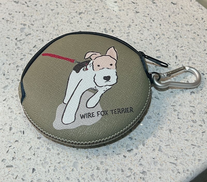 Wirefoxterrier leather coin purse~Leash olive green - Coin Purses - Faux Leather Green