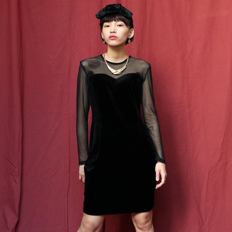 Pumpkin Vintage. Ancient black translucent sexy suede dress - One Piece Dresses - Other Materials Black