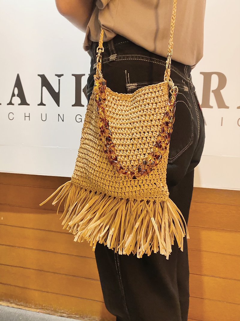 Hand-woven tassel dual-use bag-can be back and carry - Handbags & Totes - Paper Khaki